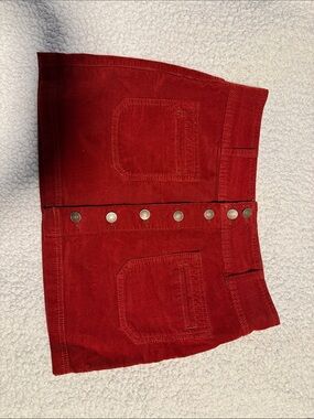 FREE PEOPLE - Red/burnt Corduroy Button-Front Mini Skirt